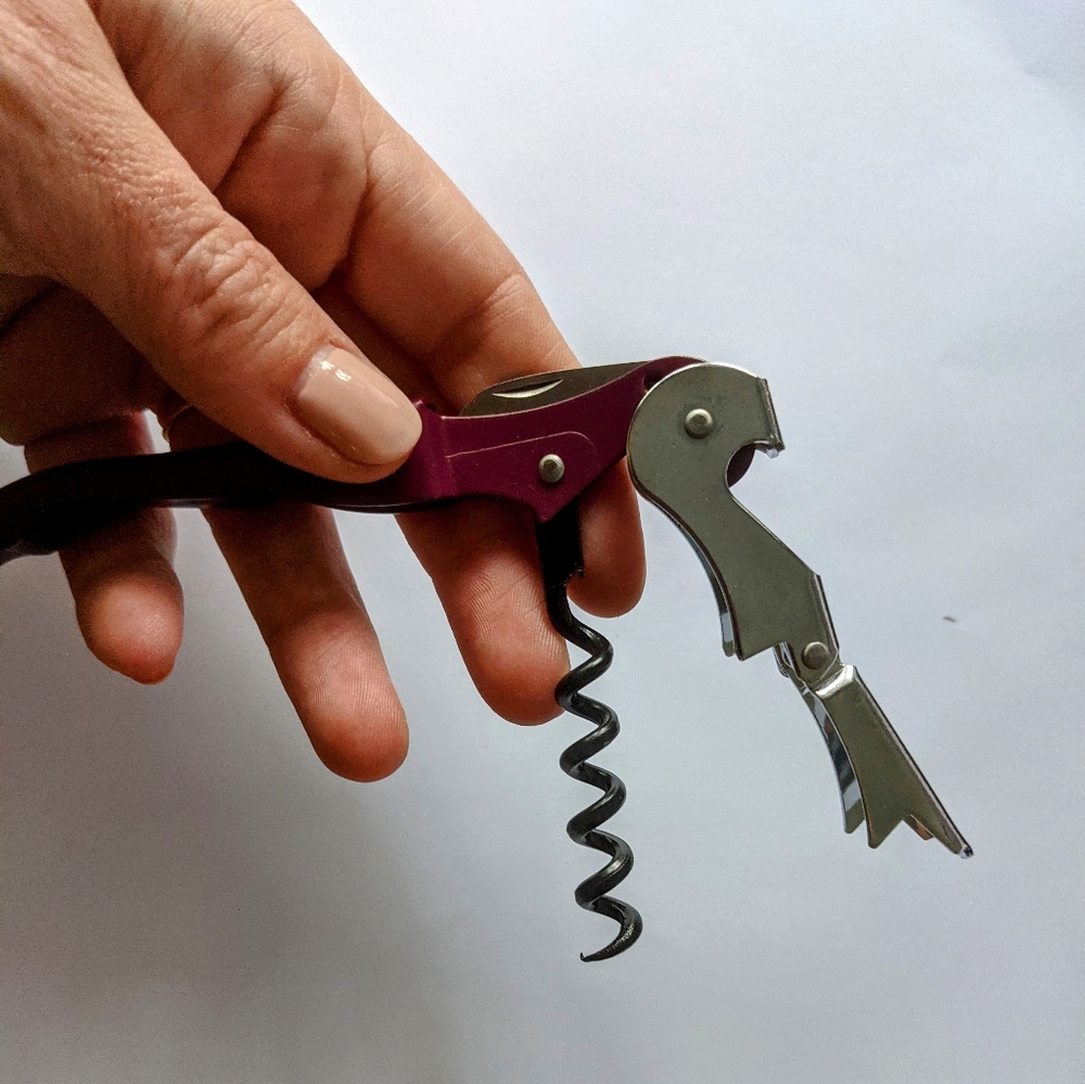 New waiter's corkscrew, burgundy, double-hinged